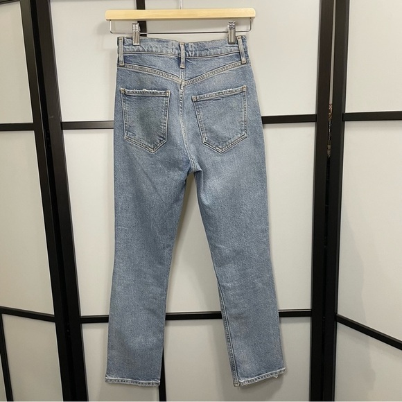 𝅺[24] AGOLDE Riley Hi Rise Straight Leg Crop Distressed Denim Jean In Whiplash - Picture 7 of 13